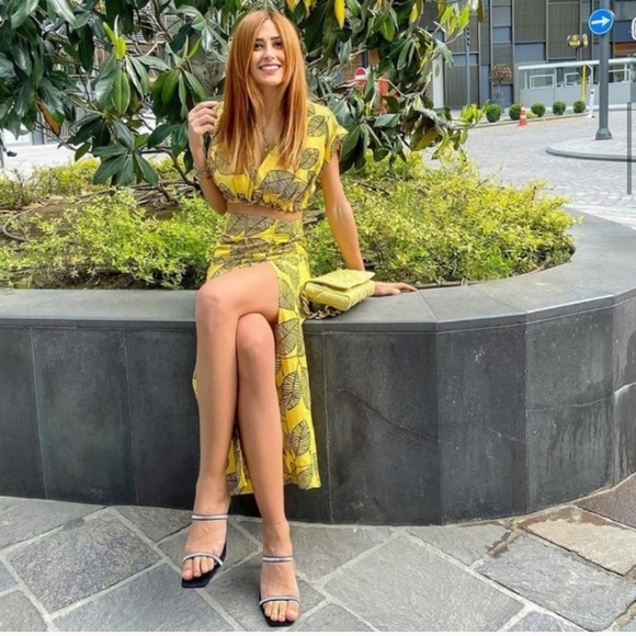 ZARA 2 PIECE LINEN CROPPED TOP AND RUCHED SKIRT - Picture 9 of 11